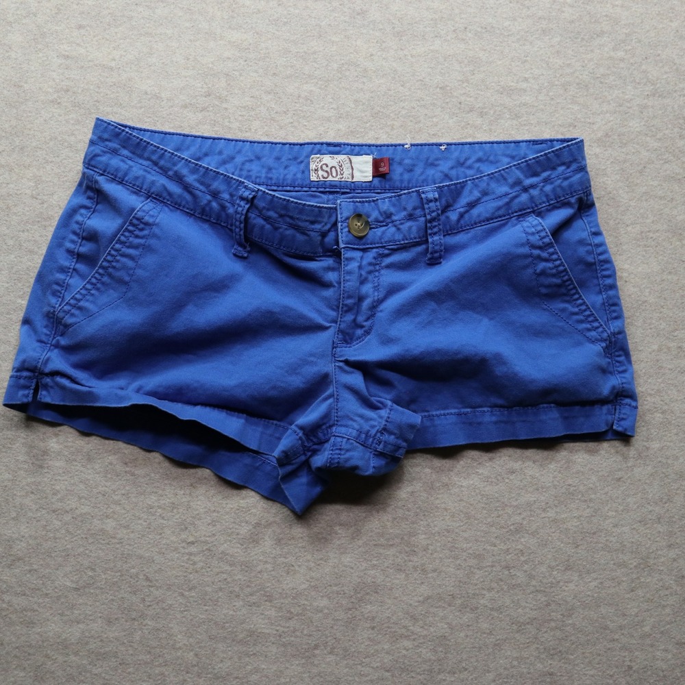 SO Chino Shorts 9 Low Rise Y2K Royal Blue Stretch Cotton Summer Casual